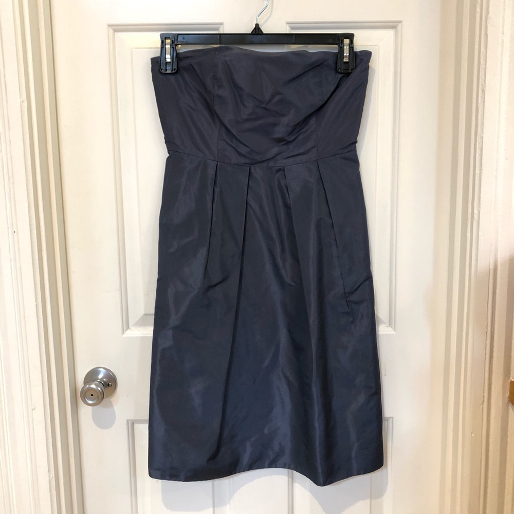 J. Crew slate blue strapless dress with pockets